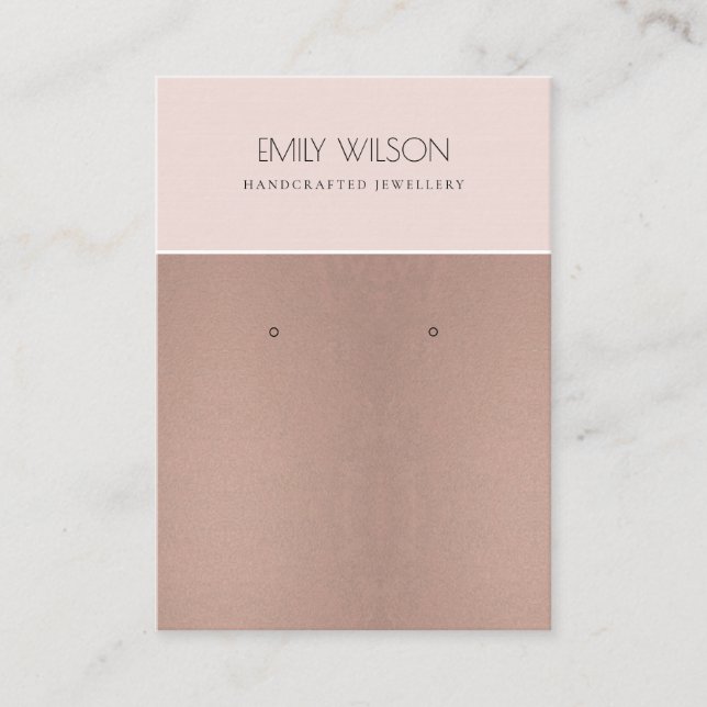 ROSE GOLD BLUSH PINK COPPER EARRING DISPLAY BUSINESS CARD (Front)