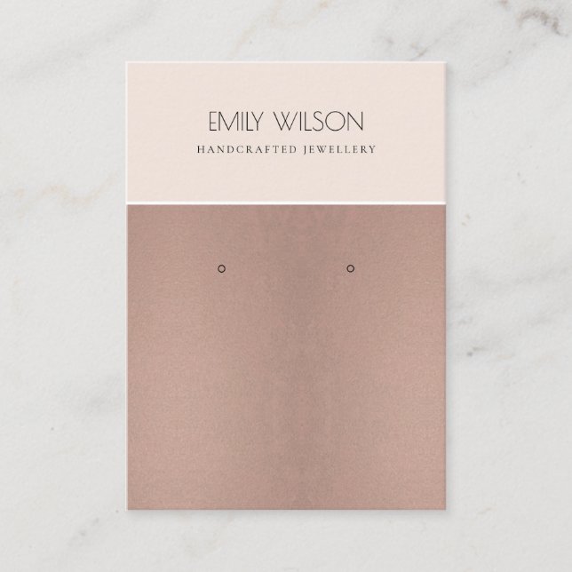 ROSE GOLD BLUSH PINK COPPER EARRING DISPLAY BUSINESS CARD (Front)
