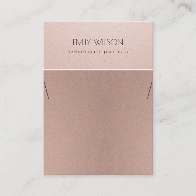 ROSE GOLD BLUSH PINK COPPER NECKLACE DISPLAY BUSINESS CARD (Front)