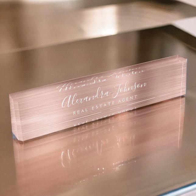 Rose Gold Blush Pink Elegant Professional Nameplate (Creator Uploaded)