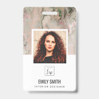 ROSE GOLD BLUSH PINK EMPLOYEE PHOTO BAR CODE NAME 
