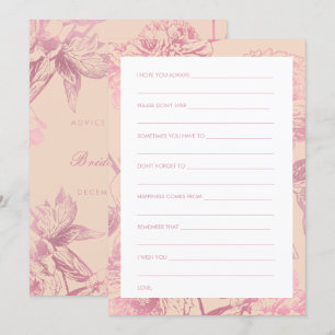 Rose Gold Blush Pink Floral Bridal Shower Advice Invitation