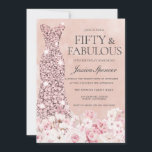Rose Gold Blush Pink Floral Fabulous 50th Birthday Invitation<br><div class="desc">Rose Gold Blush Pink Floral Fabulous 50th Birthday Invitation

Variations to the invitation and matching items in our store</div>