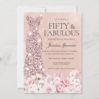 Rose Gold Blush Pink Floral Fabulous 50th Birthday