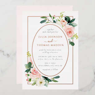 Rose Gold Blush Pink Floral Frame Wedding 