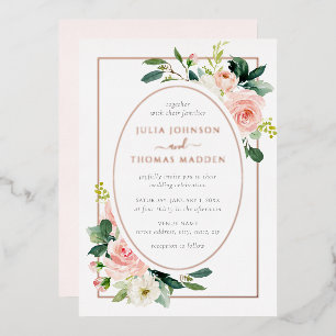 Rose Gold Blush Pink Floral Frame Wedding