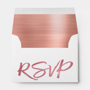 Rose Gold Blush Pink Foil and White RSVP Envelope