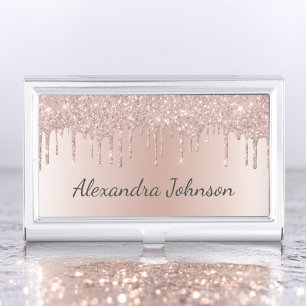 Rose Gold Blush Pink Foil Modern Elegant Business Card Holder