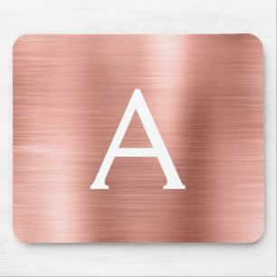 Rose Gold Blush Pink Foil Monogram Name Mouse Mat