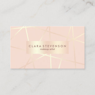 Rose gold & blush pink geometric makeup artist business card