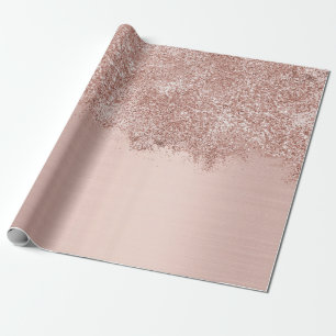 Rose Gold Blush Pink Girly Glitter Dust Wrapping Paper