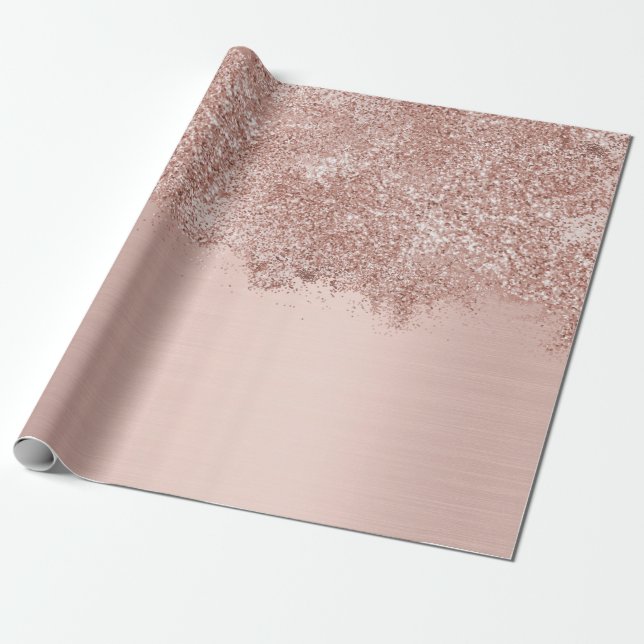 Rose Gold Blush Pink Girly Glitter Dust Wrapping Paper (Unrolled)
