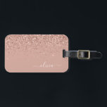 Rose Gold Blush Pink Girly Glitter Monogram Luggage Tag<br><div class="desc">Rose Gold - Blush Pink Sparkle Glitter Monogram Name Luggage Bag Tag. This makes the perfect sweet 16 birthday,  wedding,  bridal shower,  baby shower or bachelorette party gift for someone decorating her room in style.</div>