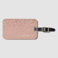 Rose Gold Blush Pink Girly Glitter Monogram