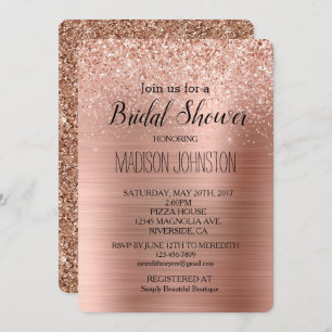 Rose Gold Blush Pink Glam Glitter Invitation