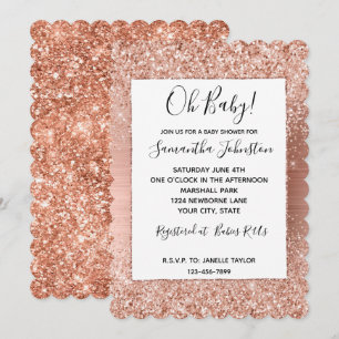 Rose Gold Blush Pink Glam Glitter Invitation