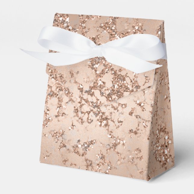Rose Gold Blush Pink Glam Sparkle Crackle Chic Favour Box (Front Side)