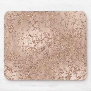 Rose Gold Blush Pink Glam Sparkle Crackle Chic Mouse Mat