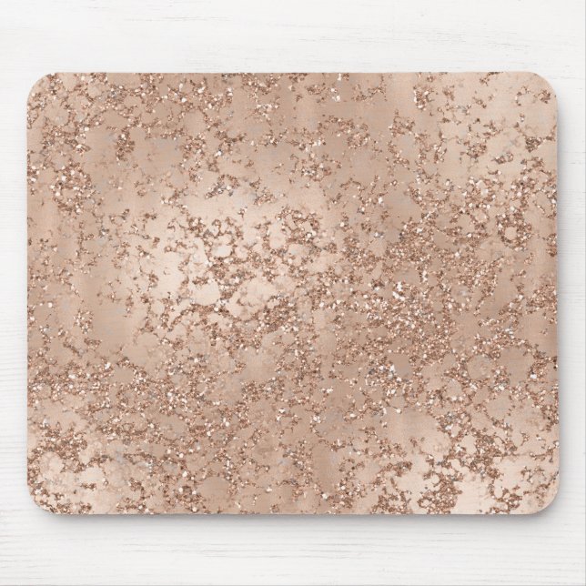 Rose Gold Blush Pink Glam Sparkle Crackle Chic Mouse Mat (Front)