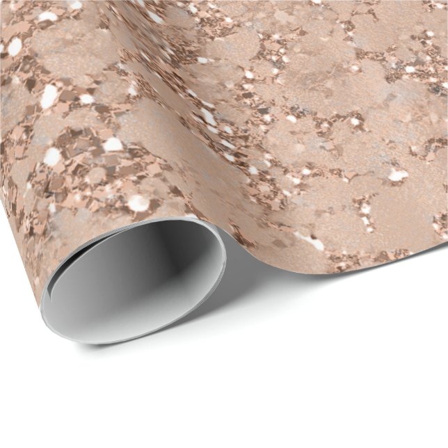 Rose Gold Blush Pink Glam Sparkle Crackle Chic Wrapping Paper (Roll Corner)