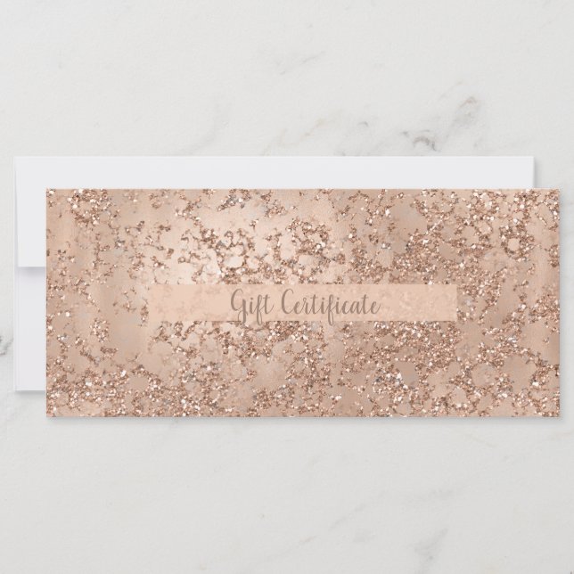 Rose Gold Blush Pink Glam Sparkle Gift Certificate (Front)