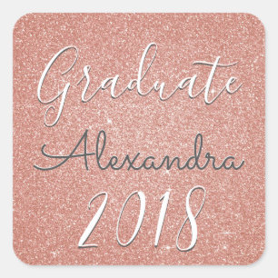 Rose Gold - Blush Pink Glitter 2018 Graduate Square Sticker