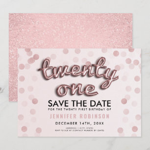Rose Gold Blush Pink Glitter 21st Birthday Invitation