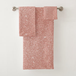 Rose Gold -Blush Pink Glitter and Sparkle Bath Towel Set