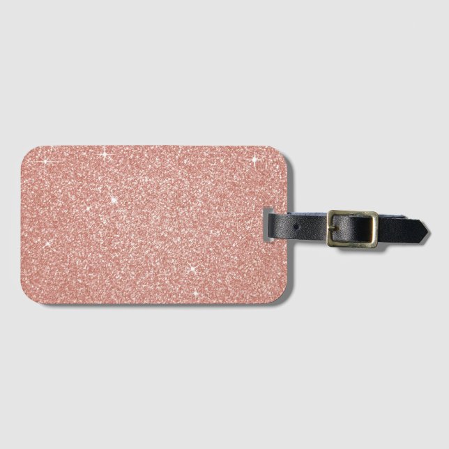 Rose Gold -Blush Pink Glitter and Sparkle Luggage Tag (Front Horizontal)