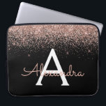 Rose Gold Blush Pink Glitter and Sparkle Monogram Laptop Sleeve<br><div class="desc">Rose Gold - Blush Pink and Black Faux Glitter and Sparkle Elegant Monogram Case. This case can be customised to include your initial and first name.</div>