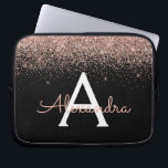 Rose Gold Blush Pink Glitter and Sparkle Monogram Laptop Sleeve<br><div class="desc">Rose Gold - Blush Pink and Black Faux Glitter and Sparkle Elegant Monogram Case. This case can be customised to include your initial and first name.</div>