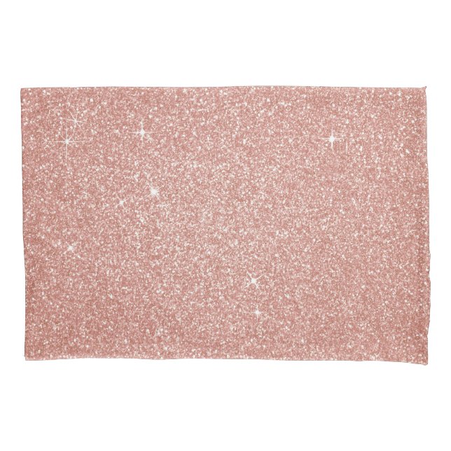 Rose Gold -Blush Pink Glitter and Sparkle Pillowcase (Front)
