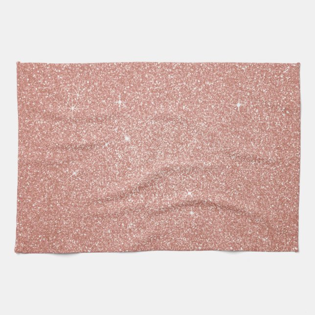 Rose Gold -Blush Pink Glitter and Sparkle Tea Towel (Horizontal)