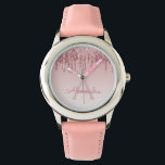 Rose Gold Blush Pink Glitter and Sparkle Watch<br><div class="desc">Dripping Faux Sparkle and Glitter Rose Gold Blush Pink Watch are perfect for a Rose Gold or Blush Pink Birthday Party or Bridal Shower Gift. This Blush Pink Birthday Party Watch is perfect for a girly blush pink Birthday Party Gift. This watch can include your monogram name and initial.</div>