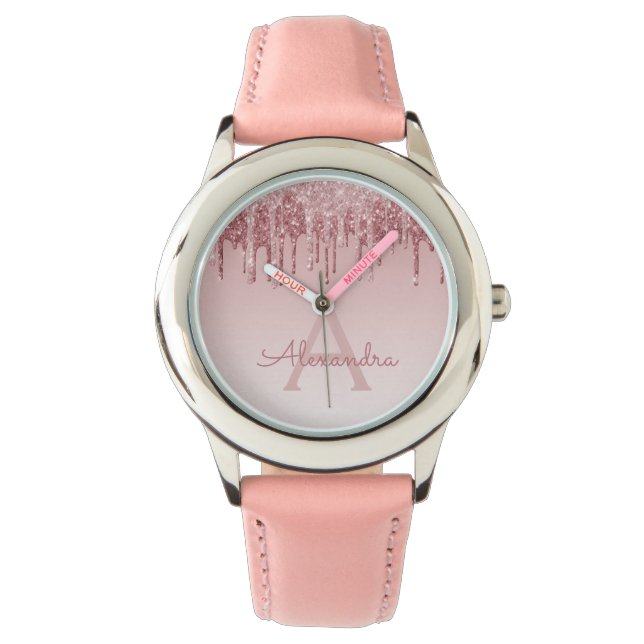 Rose Gold Blush Pink Glitter and Sparkle Watch (Front)