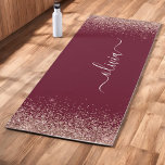 Rose Gold Blush Pink Glitter Burgundy Monogram Yoga Mat<br><div class="desc">Rose Gold - Blush Pink and Burgundy Faux Sparkle Glitter Monogram Name Workout Fitness Exercise Yoga Mat. This makes the perfect sweet 16 birthday,  wedding,  bridal shower,  anniversary,  baby shower or bachelorette party gift for someone that loves glam luxury and chic styles.</div>