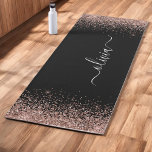 Rose Gold Blush Pink Glitter Girly Monogram Black Yoga Mat<br><div class="desc">Rose Gold - Blush Pink and Black Faux Sparkle Glitter Monogram Name Workout Fitness Exercise Yoga Mat. This makes the perfect sweet 16 birthday,  wedding,  bridal shower,  anniversary,  baby shower or bachelorette party gift for someone that loves glam luxury and chic styles.</div>
