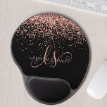 Rose Gold Blush Pink Glitter Glam Monogram Name Gel Mouse Mat<br><div class="desc">Glam Rose Gold Glitter Elegant Monogram Gel Mouse Pad. Easily personalise this trendy chic gel mouse pad design featuring elegant rose gold sparkling glitter on a black background. The design features your handwritten script monogram with pretty swirls and your name.</div>