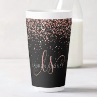 Rose Gold Blush Pink Glitter Glam Monogram Name