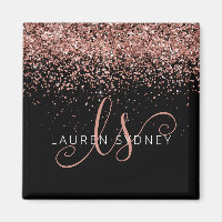 Rose Gold Blush Pink Glitter Glam Monogram Name