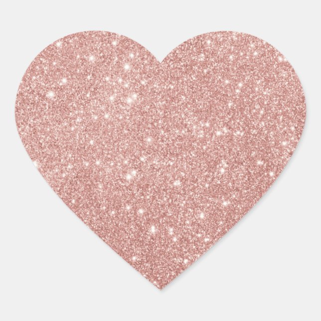 Rose Gold Blush Pink Glitter Heart Sticker (Front)