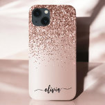 Rose Gold - Blush Pink Glitter Metal Monogram Name<br><div class="desc">Rose Gold - Blush Pink Faux Foil Metallic Sparkle and Dripping Glitter Brushed Metal Monogram Name and Initial Phone. This makes the perfect sweet 16 birthday,  wedding,  bridal shower,  anniversary,  baby shower or bachelorette party gift for someone that loves glam luxury and chic styles.</div>