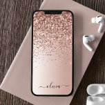 Rose Gold - Blush Pink Glitter Metal Monogram Name<br><div class="desc">Rose Gold - Blush Pink Faux Foil Metallic Sparkle and Dripping Glitter Brushed Metal Monogram Name and Initial Phone. This makes the perfect sweet 16 birthday,  wedding,  bridal shower,  anniversary,  baby shower or bachelorette party gift for someone that loves glam luxury and chic styles.</div>