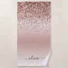 Rose Gold - Blush Pink Glitter Metal Monogram Name