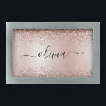 Rose Gold - Blush Pink Glitter Metal Monogram Name Belt Buckle<br><div class="desc">Rose Gold - Blush Pink Faux Foil Metallic Sparkle Glitter Brushed Metal Monogram Name Belt Buckle. This makes the perfect graduation, sweet 16 16th, 18th, 21st, 30th, 40th, 50th, 60th, 70th, 80th, 90th, 100th birthday, wedding, bridal shower, anniversary, baby shower or bachelorette party gift for someone that loves glam luxury...</div>