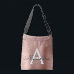 Rose Gold - Blush Pink Glitter Metal Monogram Name Crossbody Bag<br><div class="desc">Silver Rose Gold - Blush Pink anniversary,  baby shower or bachelorette party gift for someone that loves glam luxury and chic styles.</div>