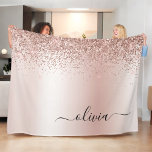 Rose Gold - Blush Pink Glitter Metal Monogram Name Fleece Blanket<br><div class="desc">Rose Gold - Blush Pink Faux Foil Metallic Sparkle Glitter Brushed Metal Monogram Name and Initial Fleece Blanket. This makes the perfect sweet 16 birthday,  wedding,  bridal shower,  anniversary,  baby shower or bachelorette party gift for someone that loves glam luxury and chic styles.</div>