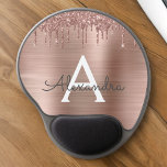 Rose Gold - Blush Pink Glitter Metal Monogram Name Gel Mouse Mat<br><div class="desc">Rose Gold - Blush Pink  Faux Foil Metallic Sparkle Glitter Brushed Metal Monogram Name and Initial Mousepad (Mouse Pad). This makes the perfect sweet 16 birthday,  wedding,  bridal shower,  anniversary,  baby shower or bachelorette party gift for someone that loves glam luxury and chic styles.</div>