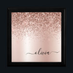 Rose Gold - Blush Pink Glitter Metal Monogram Name Gift Box<br><div class="desc">Rose Gold - Blush Pink Faux Foil Metallic Sparkle Glitter Brushed Metal Monogram Name Jewellery Keepsake Box. This makes the perfect graduation,  birthday,  wedding,  bridal shower,  anniversary,  baby shower or bachelorette party gift for someone that loves glam luxury and chic styles.</div>