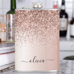 Rose Gold - Blush Pink Glitter Metal Monogram Name Hip Flask<br><div class="desc">Rose Gold - Blush Pink Faux Foil Metallic Sparkle Glitter Brushed Metal Monogram Name and Initial Party Flask. This makes the perfect sweet 16 birthday,  wedding,  bridal shower,  anniversary,  baby shower or bachelorette party gift for someone that loves glam luxury and chic styles.</div>